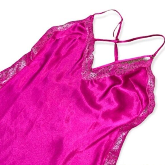 Victoria’s Secret Small Hot Pink Lingerie Slip Dress with foiled lace! Sexy! - Picture 4 of 5